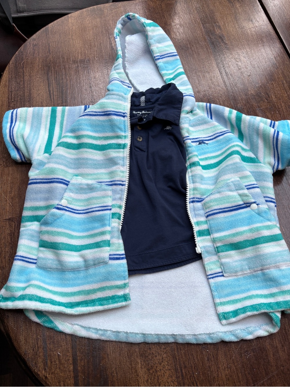 Tommy Bahama Boys 4T 3-6 2 Piece Terry Hooded Beach Cover Up Polo Shirt
